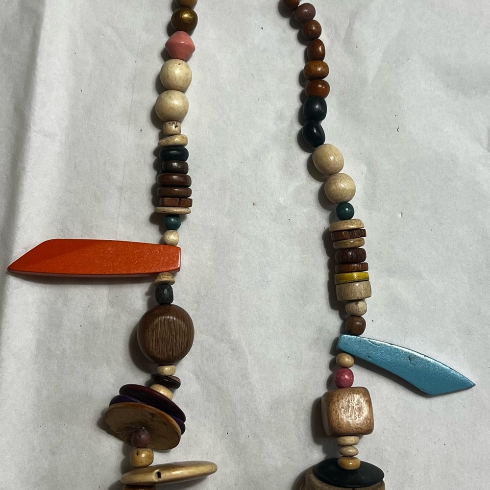 Vintage Wood Handcrafted Bead Necklace